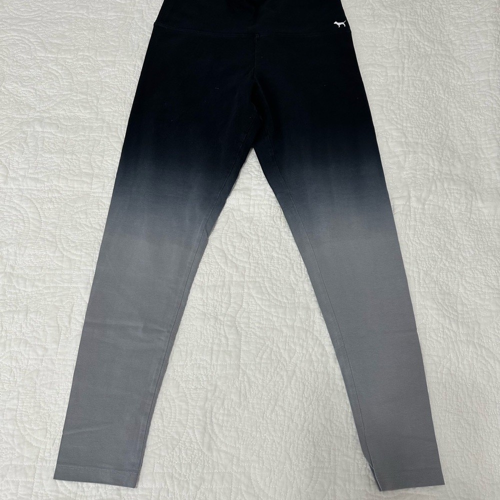 PINK Victoria's Secret Black and Gray Leggings with Gradient Design
